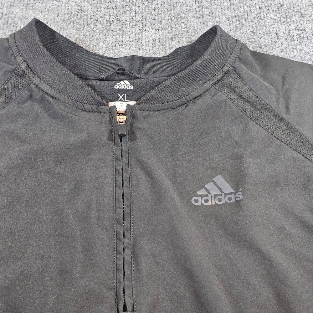Adidas Mens XL Black Quarter Zip Short Sleeve Windbreaker Pullover Training Top